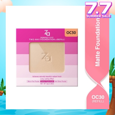 ZA Perfect Fit Two Way Foundation n(Refill) Oc30, Softly Hide Pores, Minimizes The Appearance Of Pores, Uneven Skin Tone And Dullness 8g