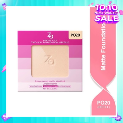 ZA Perfect Fit Two Way Foundation n(Refill) Po20, Softly Hide Pores, Minimizes The Appearance Of Pores, Uneven Skin Tone And Dullness 8g