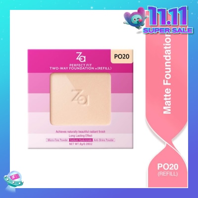 ZA Perfect Fit Two Way Foundation n(Refill) Po20, Softly Hide Pores, Minimizes The Appearance Of Pores, Uneven Skin Tone And Dullness 8g