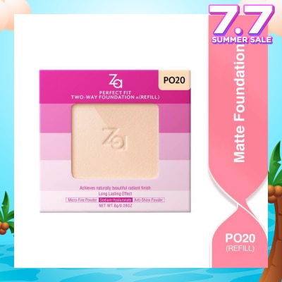 ZA Perfect Fit Two Way Foundation n(Refill) Po20, Softly Hide Pores, Minimizes The Appearance Of Pores, Uneven Skin Tone And Dullness 8g
