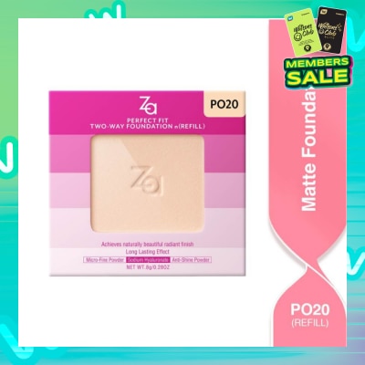 ZA Perfect Fit Two Way Foundation n(Refill) Po20, Softly Hide Pores, Minimizes The Appearance Of Pores, Uneven Skin Tone And Dullness 8g