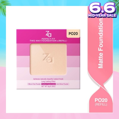 ZA Perfect Fit Two Way Foundation n(Refill) Po20, Softly Hide Pores, Minimizes The Appearance Of Pores, Uneven Skin Tone And Dullness 8g
