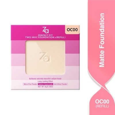 ZA Perfect Fit Two Way Foundation n(Refill) Oc00, Softly Hide Pores, Minimizes The Appearance Of Pores, Uneven Skin Tone And Dullness 8g