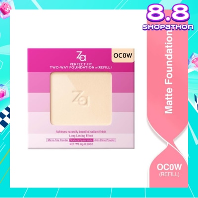 ZA Perfect Fit Two Way Foundation n(Refill) Oc0w, Softly Hide Pores, Minimizes The Appearance Of Pores, Uneven Skin Tone And Dullness 8g