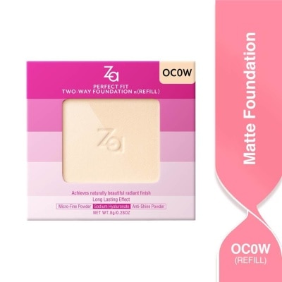 ZA Perfect Fit Two Way Foundation n(Refill) Oc0w, Softly Hide Pores, Minimizes The Appearance Of Pores, Uneven Skin Tone And Dullness 8g