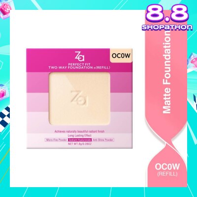 ZA Perfect Fit Two Way Foundation n(Refill) Oc0w, Softly Hide Pores, Minimizes The Appearance Of Pores, Uneven Skin Tone And Dullness 8g