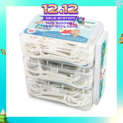 WATSONS Hello Kitty Super Smooth Dental Floss Picks (2X Double Line Round Thread For Tight Teeth Gap, Upgraded With Tongue Cleaner And Toothpick) 50s x 3