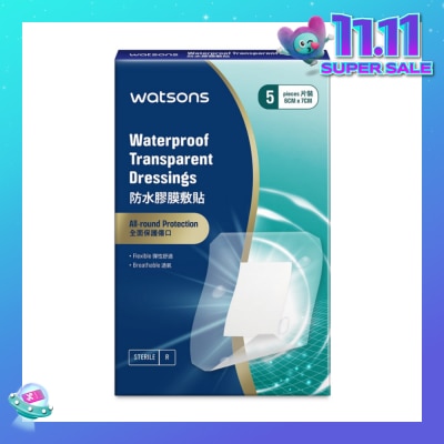 WATSONS Waterproof Transparent Dressings 6cm X 7cm (Flexible & Breathable) 5s
