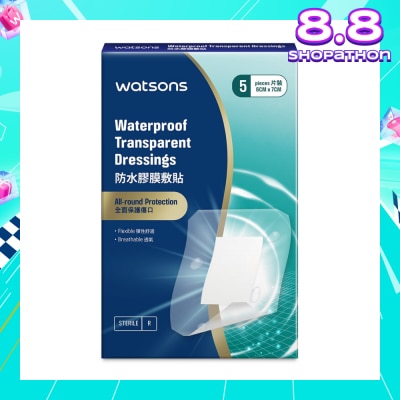 WATSONS Waterproof Transparent Dressings 6cm X 7cm (Flexible & Breathable) 5s