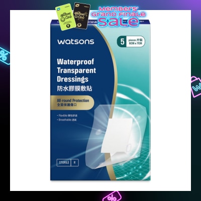 WATSONS Waterproof Transparent Dressings 6cm X 7cm (Flexible & Breathable) 5s