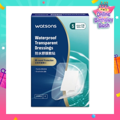 WATSONS Waterproof Transparent Dressings 6cm X 7cm (Flexible & Breathable) 5s
