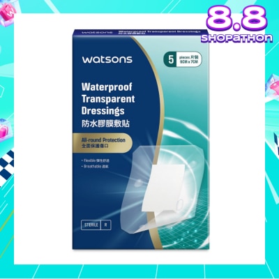 WATSONS Waterproof Transparent Dressings 6cm X 7cm (Flexible & Breathable) 5s