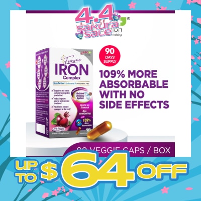 LABO NUTRITION Femme Iron Complex Dietary Supplement Veggie Capsule (Gentle on Stomach + No Constipa