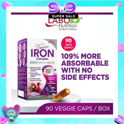 LABO NUTRITION - Femme Iron Complex SunActive Iron Women’s Supplement Capsule (Gentle on Stomach + No Constipation + Vegan for Boost Energy & Immunity) 90s image