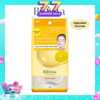 BIFESTA - Micellar Cleansing Sheet Perfect Glow (Removes Makeup, Cleanses And Tones With 1 Wipes) 46s