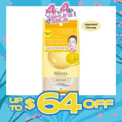 BIFESTA - Micellar Cleansing Sheet Perfect Glow (Removes Makeup, Cleanses And Tones With 1 Wipes) 46s