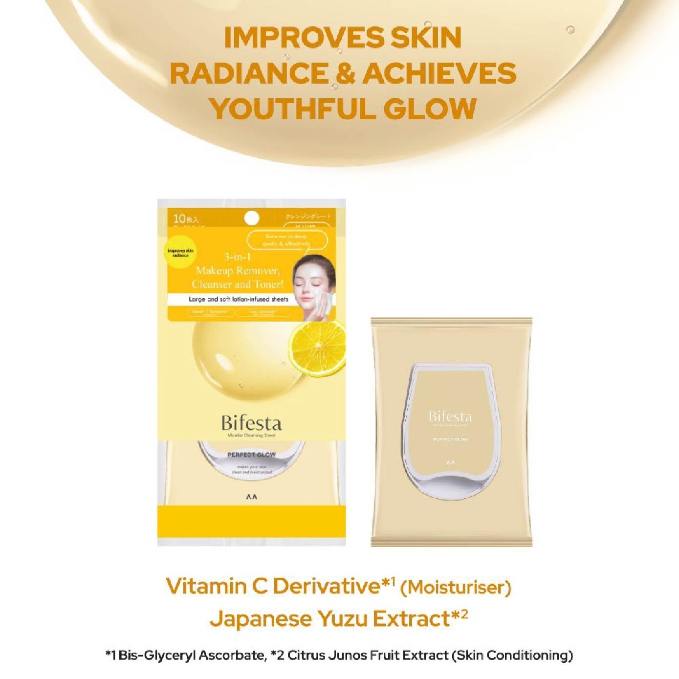 Micellar Cleansing Sheet Perfect Glow (Removes Makeup, Cleanses And Tones With 1 Wipes) 10s