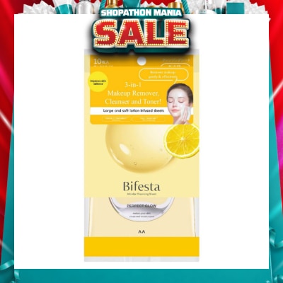 BIFESTA - Micellar Cleansing Sheet Perfect Glow (Removes Makeup, Cleanses And Tones With 1 Wipes) 10s