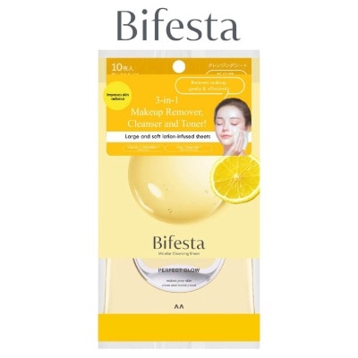 BIFESTA - Micellar Cleansing Sheet Perfect Glow (Removes Makeup, Cleanses And Tones With 1 Wipes) 10s