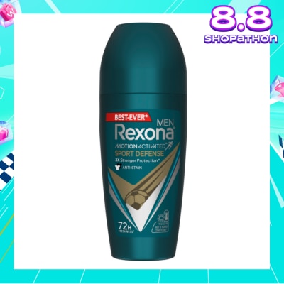 REXONA Men Motion Activated Sport Defense Antiperspirant Deodorant Roll On (Anti Stain & A Modern Fresh Scent) 45ml