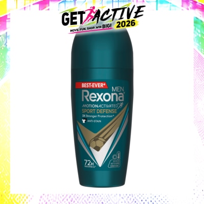REXONA - Men Motion Activated Sport Defense Antiperspirant Deodorant Roll On (Anti Stain & A Modern Fresh Scent) 45ml image