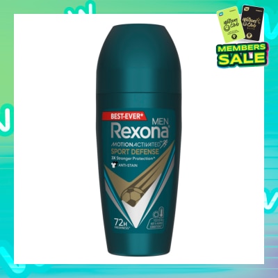 REXONA Men Motion Activated Sport Defense Antiperspirant Deodorant Roll On (Anti Stain & A Modern Fresh Scent) 45ml