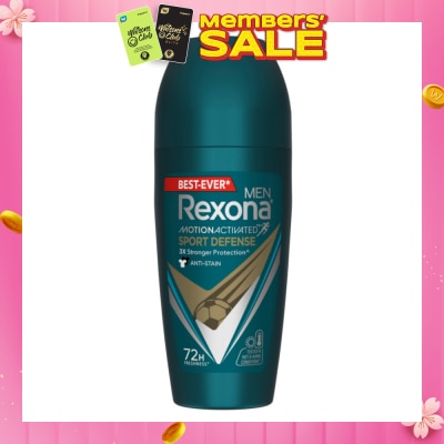 REXONA Men Motion Activated Sport Defense Antiperspirant Deodorant Roll On (Anti Stain & A Modern Fresh Scent) 45ml