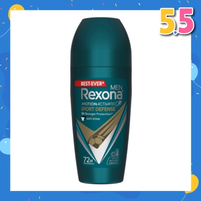 REXONA Men Motion Activated Sport Defense Antiperspirant Deodorant Roll On (Anti Stain & A Modern Fresh Scent) 45ml