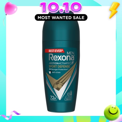 REXONA Men Motion Activated Sport Defense Antiperspirant Deodorant Roll On (Anti Stain & A Modern Fresh Scent) 45ml image