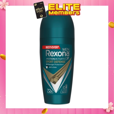 REXONA Men Motion Activated Sport Defense Antiperspirant Deodorant Roll On (Anti Stain & A Modern Fresh Scent) 45ml