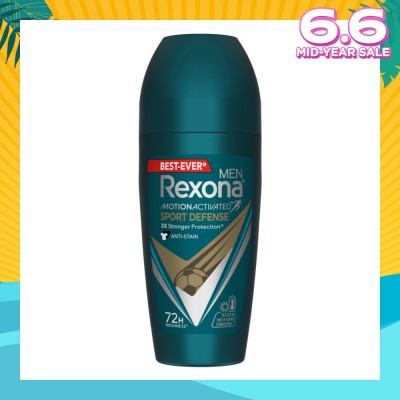 REXONA Men Motion Activated Sport Defense Antiperspirant Deodorant Roll On (Anti Stain & A Modern Fresh Scent) 45ml