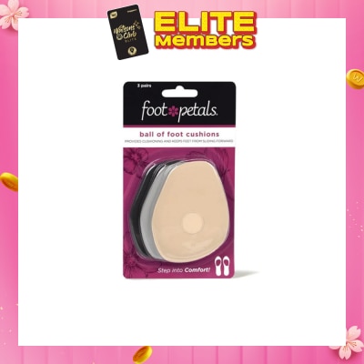 FOOT PETALS Ball Of Foot Cushions (Keep Feet From Sliding Forward, Reducing Burning Pain And Preventing Calluses) 3 Pairs