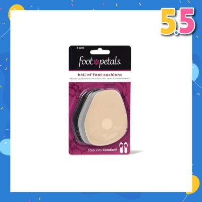 FOOT PETALS Ball Of Foot Cushions (Keep Feet From Sliding Forward, Reducing Burning Pain And Preventing Calluses) 3 Pairs