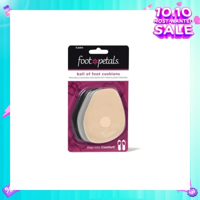 FOOT PETALS Ball Of Foot Cushions (Keep Feet From Sliding Forward, Reducing Burning Pain And Preventing Calluses) 3 Pairs