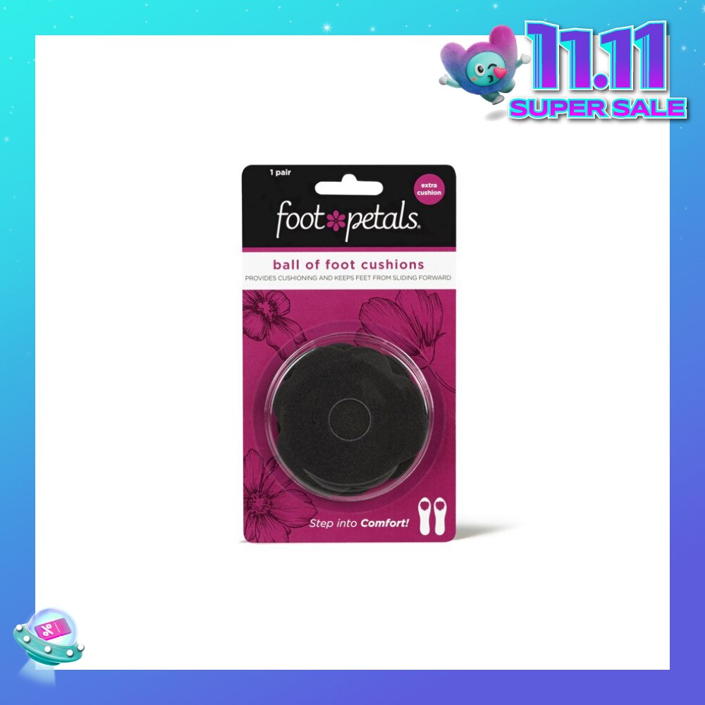 Ball Of Foot Cushions With Extra Cushion (Keep Feet From Sliding Forward, Reducing Burning Pain And Preventing Calluses) Black, 1 Pair