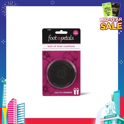FOOT PETALS Ball Of Foot Cushions With Extra Cushion (Keep Feet From Sliding Forward, Reducing Burning Pain And Preventing Calluses) Black, 1 Pair