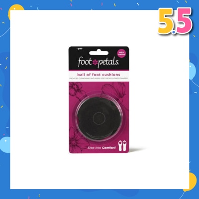 FOOT PETALS Ball Of Foot Cushions With Extra Cushion (Keep Feet From Sliding Forward, Reducing Burning Pain And Preventing Calluses) Black, 1 Pair