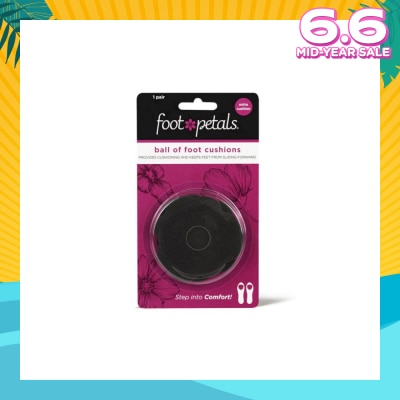 FOOT PETALS Ball Of Foot Cushions With Extra Cushion (Keep Feet From Sliding Forward, Reducing Burning Pain And Preventing Calluses) Black, 1 Pair