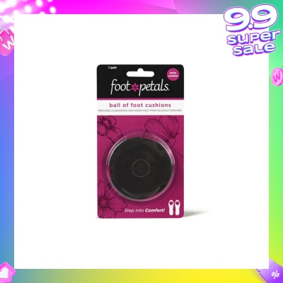 FOOT PETALS Ball Of Foot Cushions With Extra Cushion (Keep Feet From Sliding Forward, Reducing Burning Pain And Preventing Calluses) Black, 1 Pair