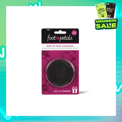 FOOT PETALS Ball Of Foot Cushions With Extra Cushion (Keep Feet From Sliding Forward, Reducing Burning Pain And Preventing Calluses) Black, 1 Pair