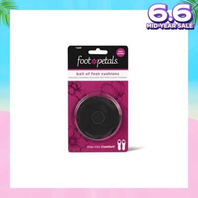 FOOT PETALS Ball Of Foot Cushions With Extra Cushion (Keep Feet From Sliding Forward, Reducing Burning Pain And Preventing Calluses) Black, 1 Pair