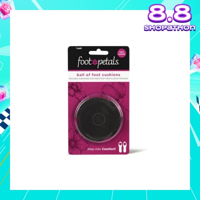FOOT PETALS Ball Of Foot Cushions With Extra Cushion (Keep Feet From Sliding Forward, Reducing Burning Pain And Preventing Calluses) Black, 1 Pair