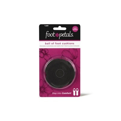 FOOT PETALS Ball Of Foot Cushions With Extra Cushion (Keep Feet From Sliding Forward, Reducing Burning Pain And Preventing Calluses) Black, 1 Pair