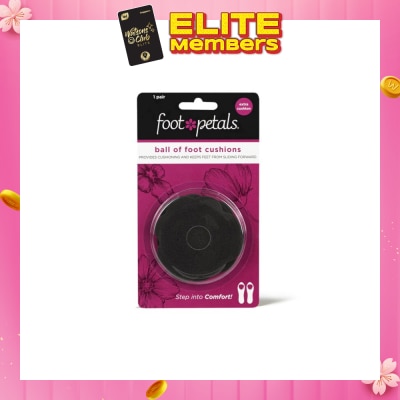 FOOT PETALS Ball Of Foot Cushions With Extra Cushion (Keep Feet From Sliding Forward, Reducing Burning Pain And Preventing Calluses) Black, 1 Pair