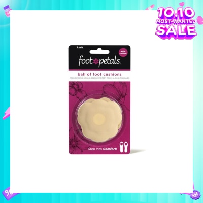 FOOT PETALS Ball Of Foot Cushions With Extra Cushion (Keep Feet From Sliding Forward, Reducing Burning Pain And Preventing Calluses) Khaki, 1 Pair