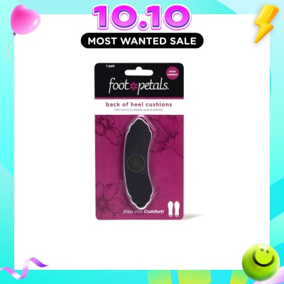 FOOT PETALS Back Of Heel Cushions With Extra Cushion (Keep Heels From Slipping In And Out Of Shoes, Reducing Blisters And Ankle Chaff) Black, 1 Pair image