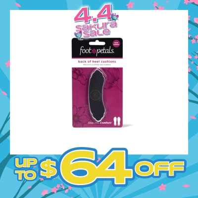 FOOT PETALS - Back Of Heel Cushions With Extra Cushion (Keep Heels From Slipping In And Out Of Shoes, Reducing Blisters And Ankle Chaff) Black, 1 Pair