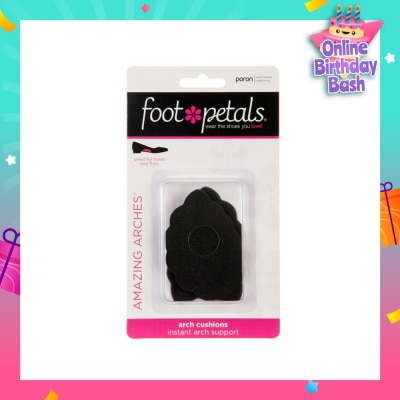 FOOT PETALS Amazing Arches Black / Arch Cushions (Help Distribute Weight Evenly And Reduce Foot Fatigue) 1 Pair