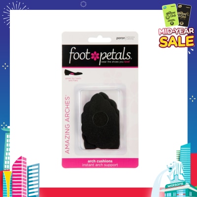 FOOT PETALS Amazing Arches Black / Arch Cushions (Help Distribute Weight Evenly And Reduce Foot Fatigue) 1 Pair