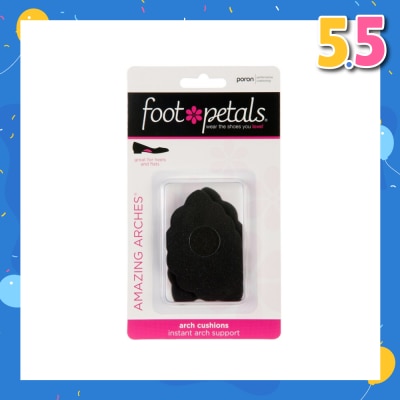 FOOT PETALS Amazing Arches Black / Arch Cushions (Help Distribute Weight Evenly And Reduce Foot Fatigue) 1 Pair